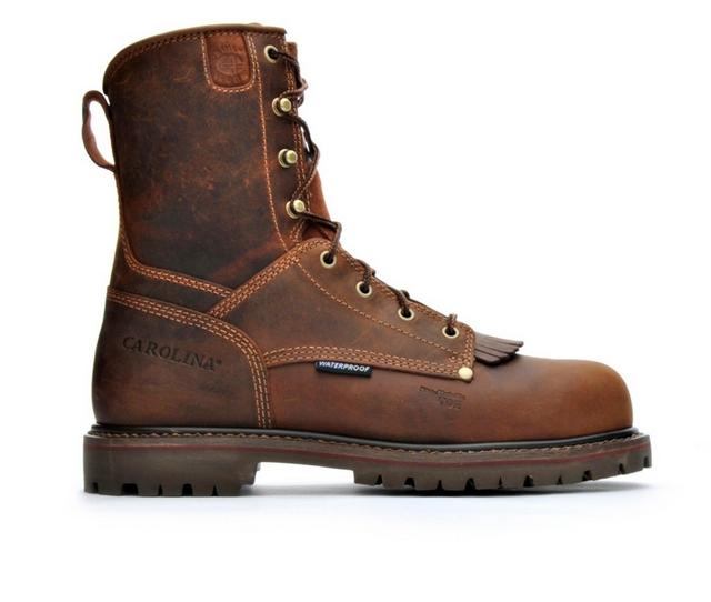 Men's Carolina Boots CA8528 8 In Composite Toe Waterproof Work Boots in Cigar color