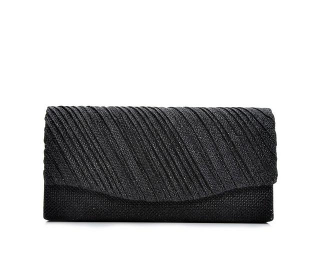 Four Seasons Handbags Small Diagonal Stripe Evening Clutch in Black color