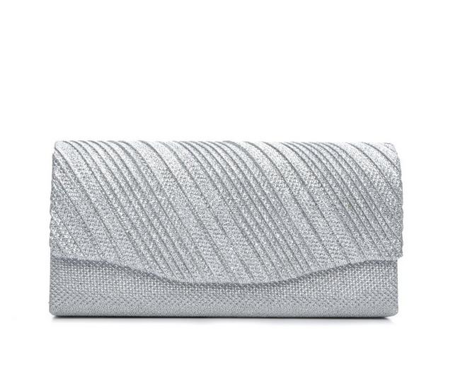 Four Seasons Handbags Small Diagonal Stripe Evening Clutch in Silver color