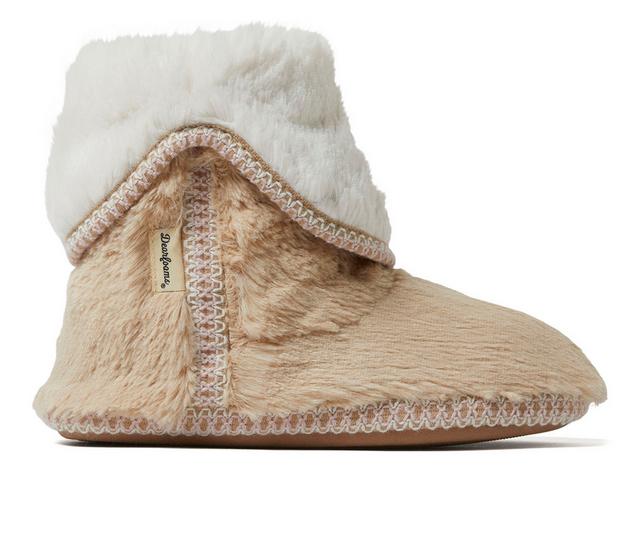 Dearfoams Beth Pile Fold Down Bootie Slippers in Latte color