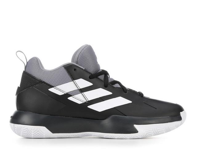 Boys' Adidas Little Kid & Big Kid Cross 'Em Up Wide Width Basketball Shoes in Black/White/Gry color