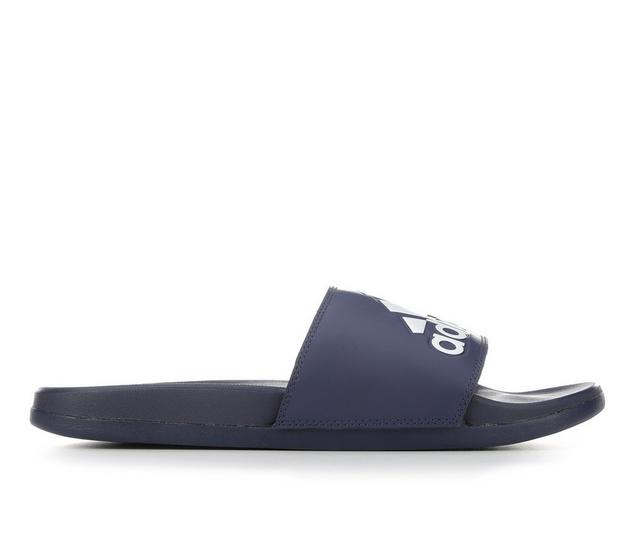 Men's Adidas Adilette Cloudfoam + Logo Sport Slides in Navy Shadow color