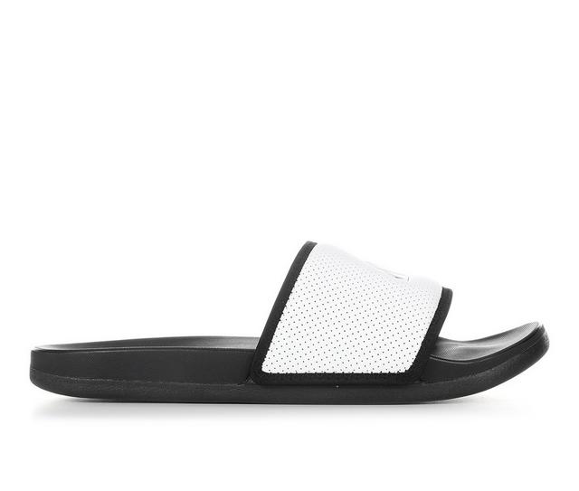 Men's Adidas Adilette Cloudfoam + Logo Sport Slides in Core Black/Wht color