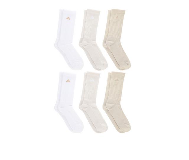 Adidas 6 Pair Men's Cushioned Crew Socks in Beige Multi color