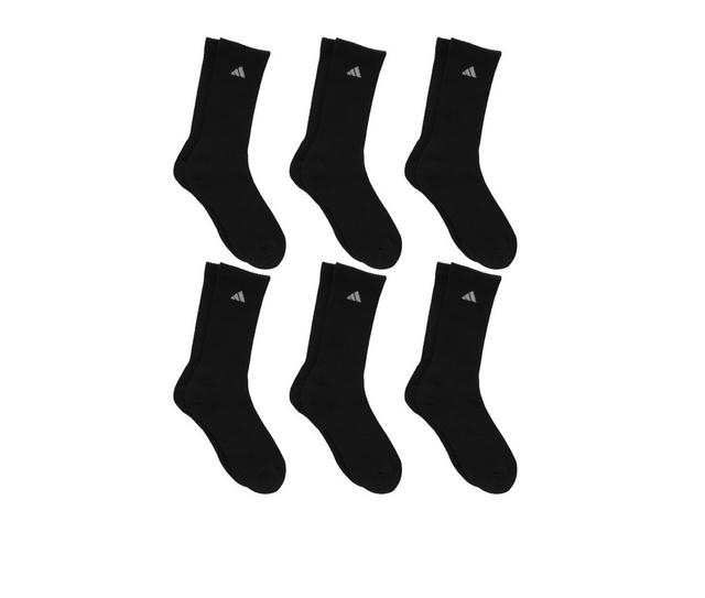 Adidas 6 Pair Men's Cushioned Crew Socks in Blk/Alum 5-8 color