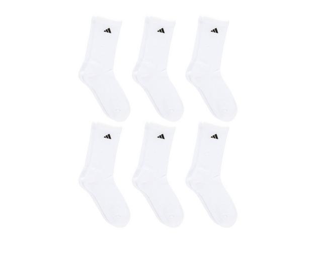 Adidas 6 Pair Men's Cushioned Crew Socks in Wht/Blk 5-8 color