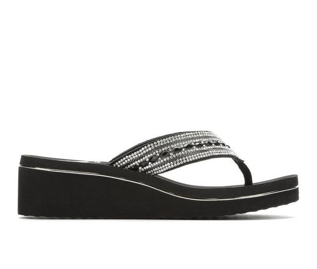 Women's Yellow Box Marcy Platform Flip-Flops in Black color