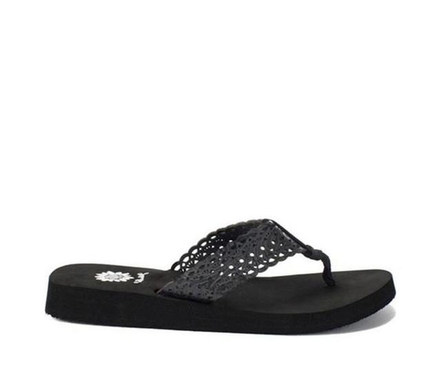 Women's Yellow Box Wally Flip-Flops in Black color