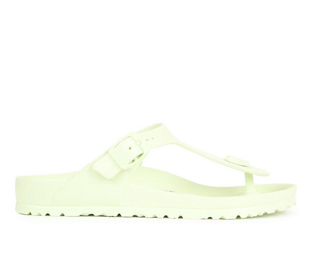 Women's Birkenstock Gizeh Essentials Footbed Sandals in Faded Lime color