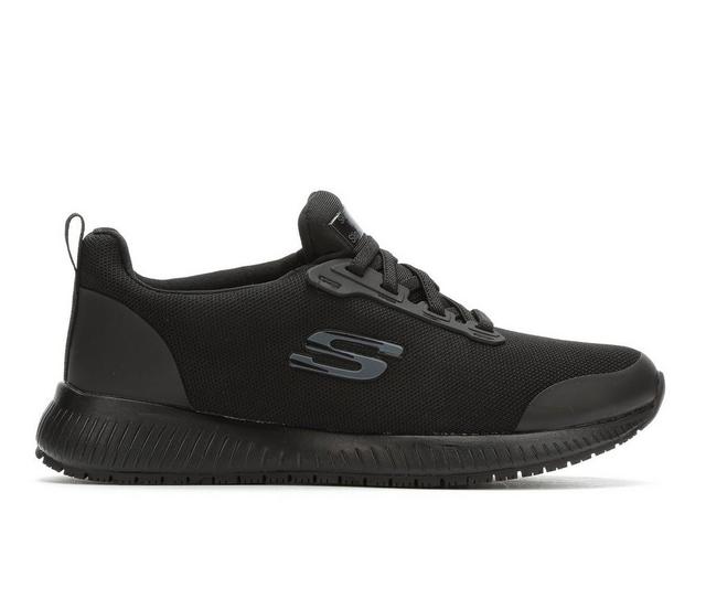 Women's Skechers Work Squad Slip Resistant 77222 Slip Resistant Shoes in Black color