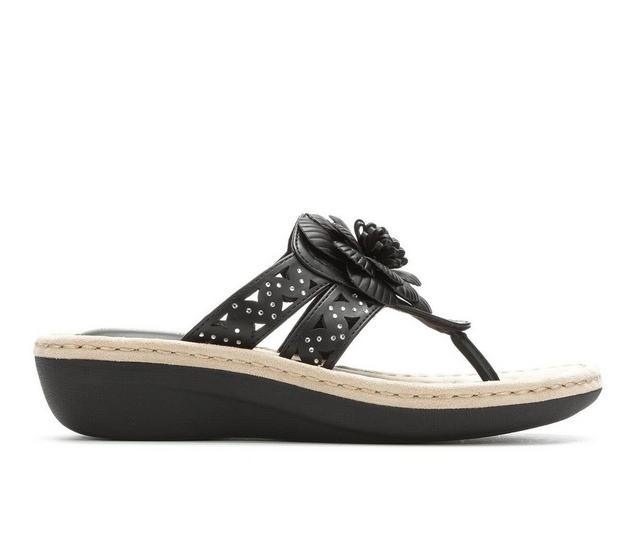 Women's Cliffs by White Mountain Cynthia Wedge Flip-Flops in Black color