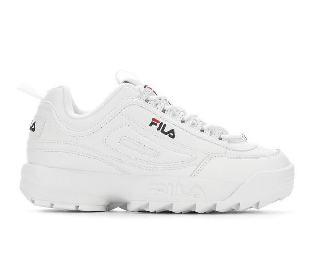 Women's Fila Disruptor II Premium Sneakers in White/Navy/Red color
