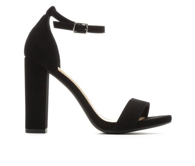 Women's Delicious Shiner Heeled Sandals in Black color