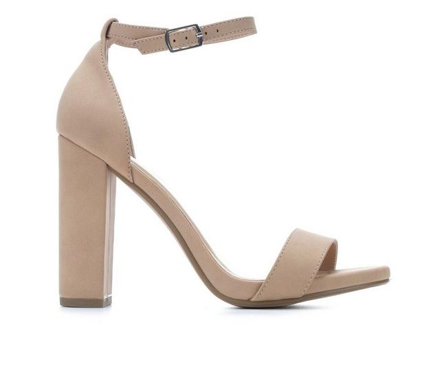 Women's Delicious Shiner Heeled Sandals in DK Nude color