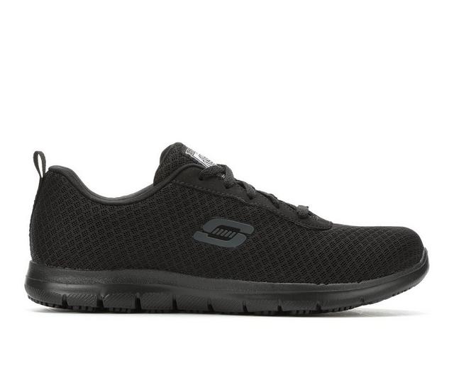 Women's Skechers Work 77210 Bronaugh Slip Resistant Shoes in Black color