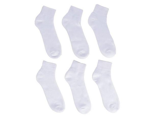 Sof Sole 6 Pair Comfort Cushioned Quarter Socks in White 10-12.5 L color