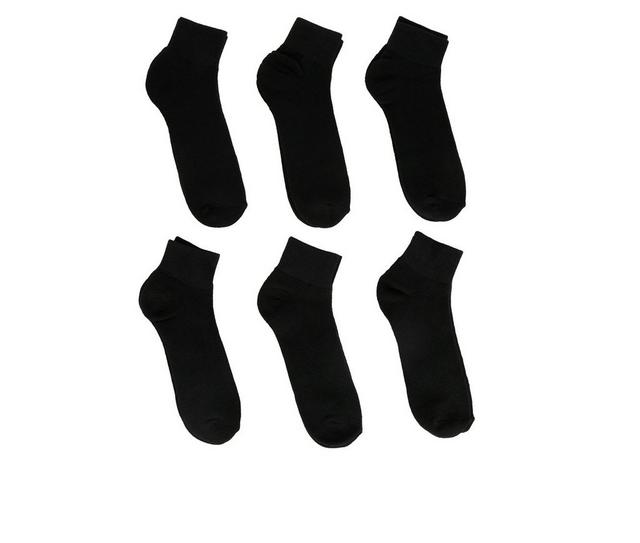 Sof Sole 6 Pair Comfort Cushioned Quarter Socks in BLACK 10-4.5 S color