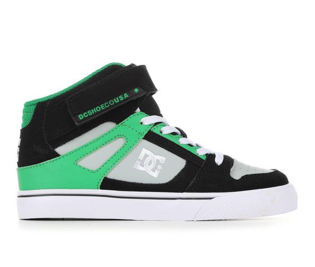 Boys' DC Little Kid & Big Kid Pure High Top Skate Shoes in Blk/Kelly Green color