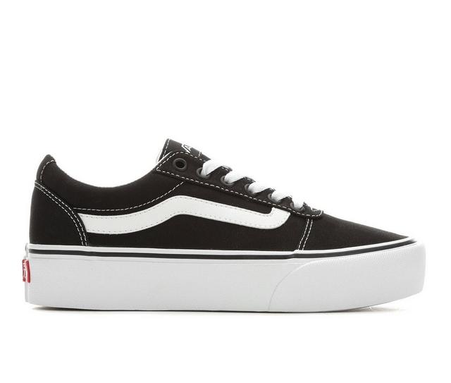 Women's Vans Ward Platform Skate Shoes in Black/White color