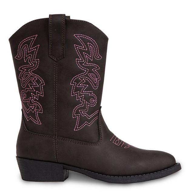 Kids' Deer Stags Little Kid & Big Kid Ranch Cowboy Boots in Dark Brown/Pink color