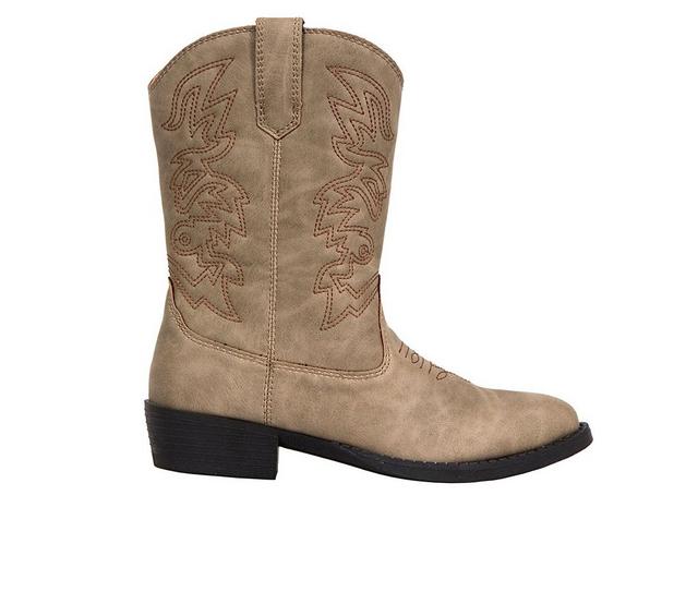 Kids' Deer Stags Little Kid & Big Kid Ranch Cowboy Boots in Light Taupe color