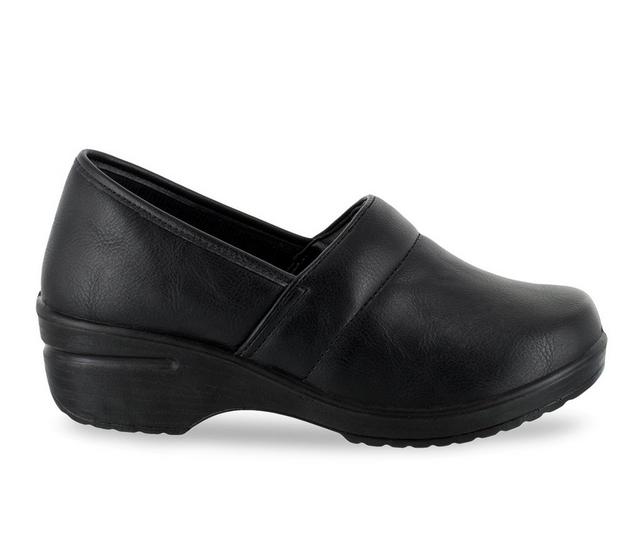 Women's Easy Works by Easy Street Lyndee Slip-Resistant Clogs in Black Matte color