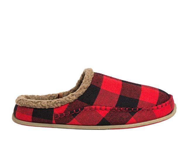 Deer Stags Nordic Clog Slippers in Red/Blk Plaid color