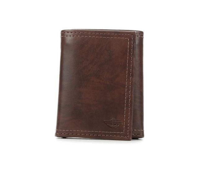 Dockers Accessories RFID Trifold Wallet with Interior Zipper in Brown color