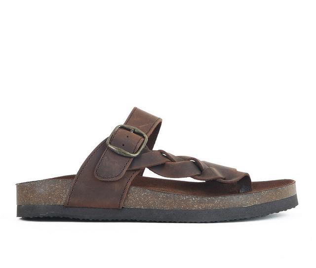 Women's White Mountain Crawford Footbed Sandals in Brown Leather color