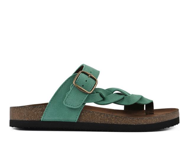 Women's White Mountain Crawford Footbed Sandals in Classic Green color