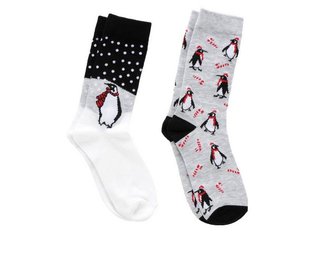 Apara Women's 2 Pair Holiday Crew Socks in Penguin color