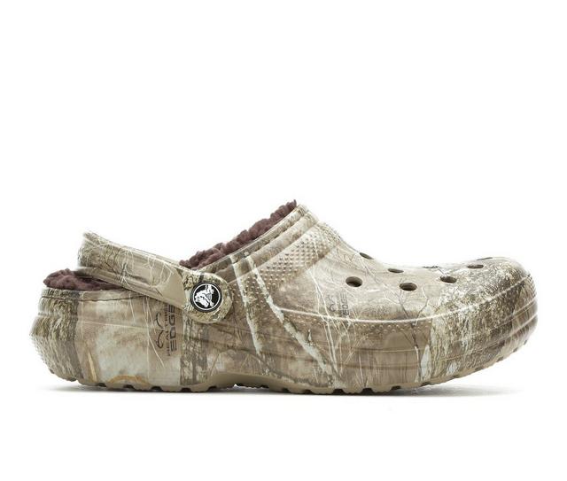 Adults' Crocs Realtree Edge Lined Camo Clogs in Chocolate/Choc color