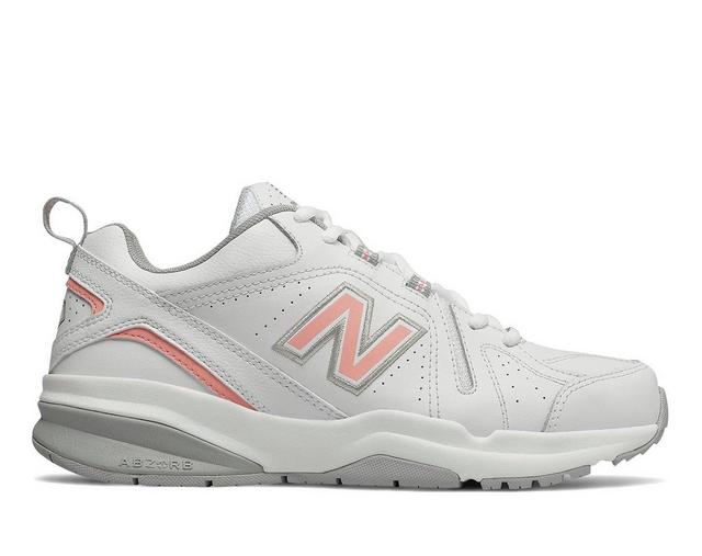 Women's New Balance WX608V5 Training Shoes in White/Pink color