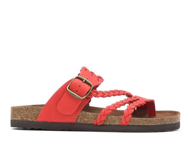 Women's White Mountain Hayleigh Footbed Sandals in Red color