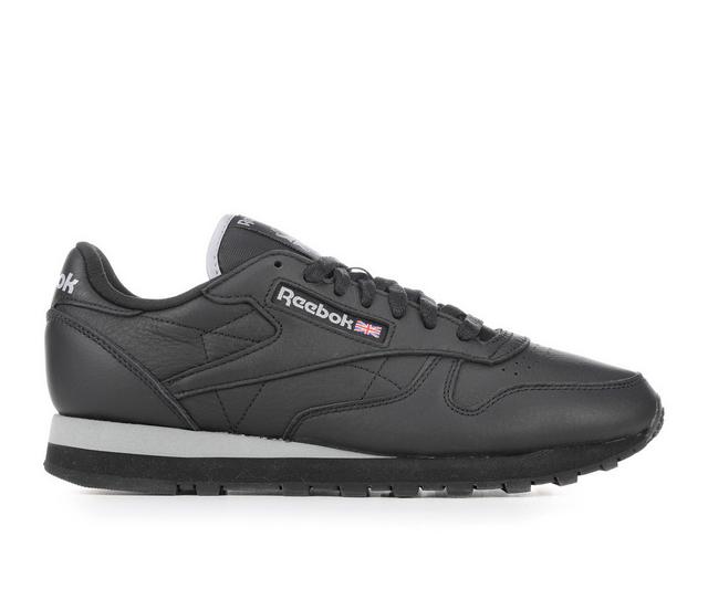 Men's Reebok Classic Leather Sneakers in Black/Grey color