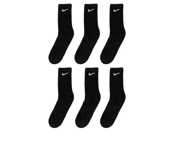 Nike 6 Pr Everyday Cushioned Crew Socks in Black/White L color
