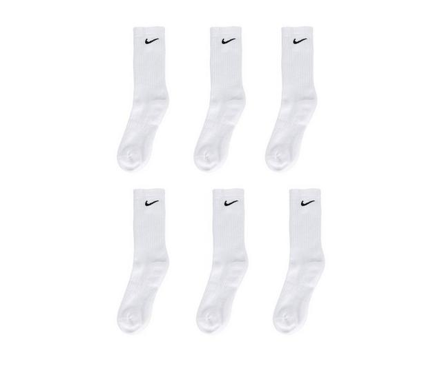 Nike 6 Pr Everyday Cushioned Crew Socks in White/Black L color