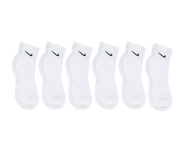 Nike 6 Pr Cushioned Quarter Length Socks in White/Black L color