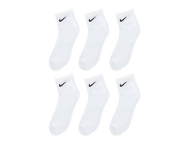 Nike 6 Pr Cushioned Quarter Length Socks in White/Black M color
