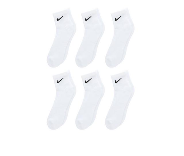 Nike 6 Pr Cushioned Quarter Length Socks in White/Black S color