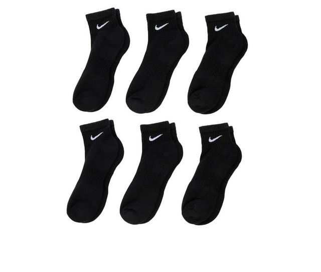 Nike 6 Pr Cushioned Quarter Length Socks in Black/White L color