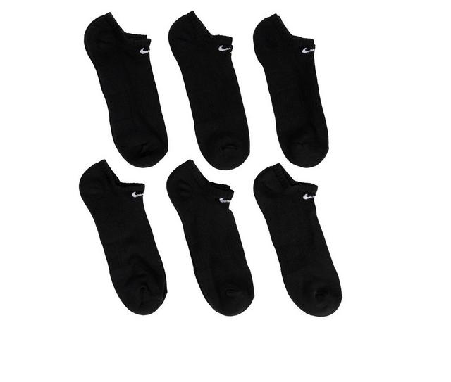 Nike Men's 6 Pair Cushioned No Show Socks in Black/White L color