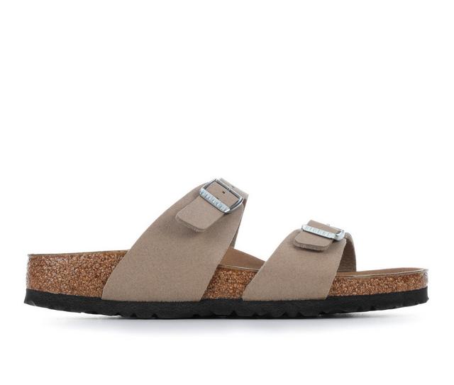 Women's Birkenstock Sydney Footbed Sandals in Gray Taupe color