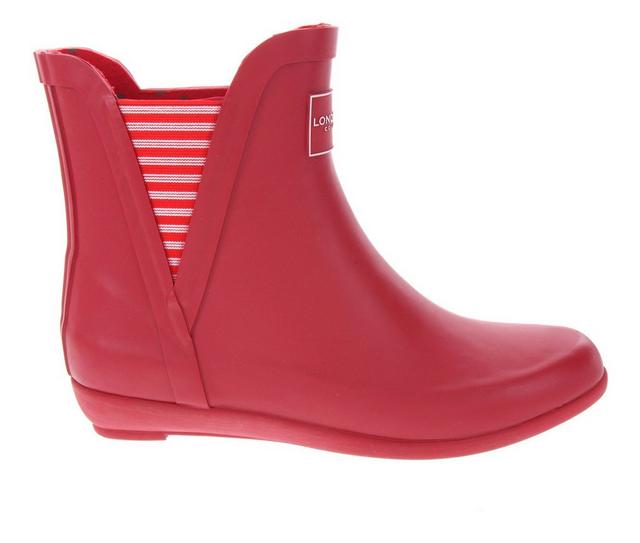 Women's London Fog Piccadilly Chelsea Rain Boots in Red Stripe color