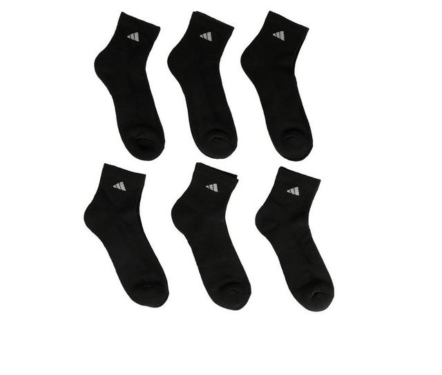 Adidas 6 Pair Men's Cushioned Quarter Socks in Black color