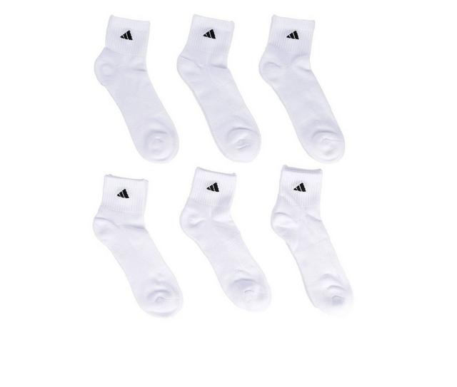 Adidas 6 Pair Men's Cushioned Quarter Socks in White color