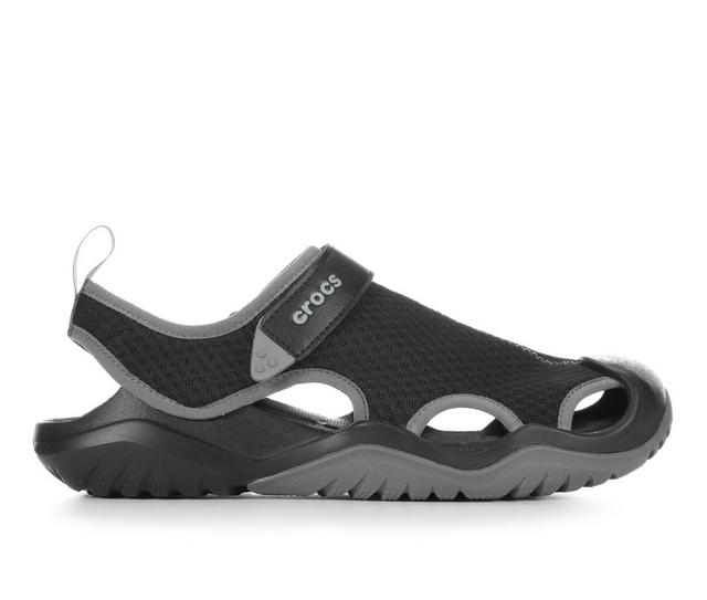 Men's Crocs Swiftwater Mesh Deck Outdoor Sandals in Black color