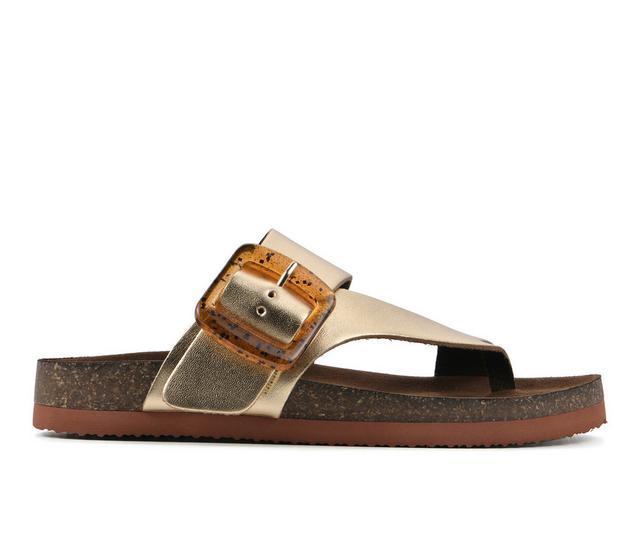 Women's White Mountain Harley Footbed Sandals in Antique Gold color