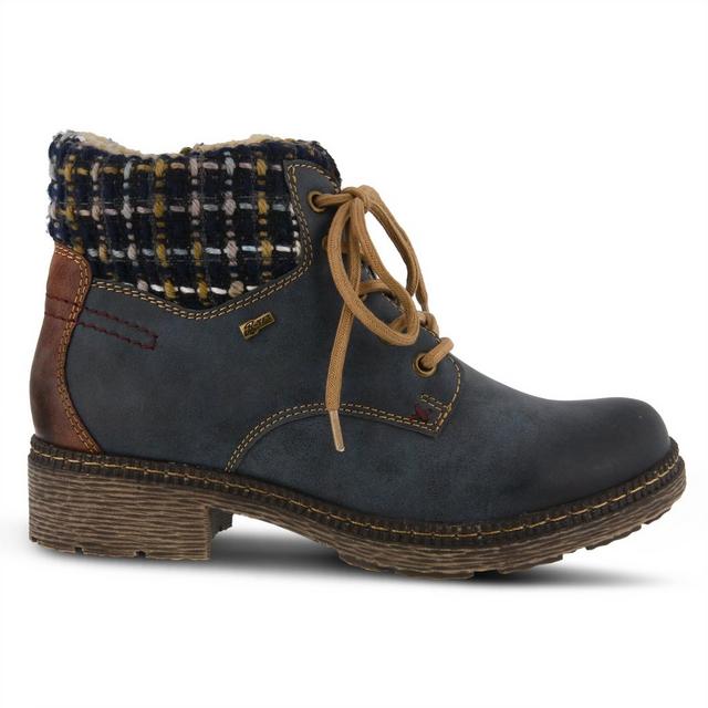 Women's SPRING STEP Marylee Lace-Up Booties in Navy color