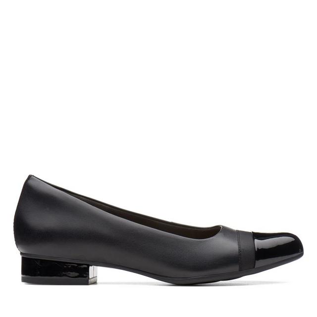 Women's Clarks Juliet Monte Heels in Black Leather color